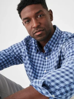 Faherty The Movementâ„¢ Shirt: Navy Skies Check