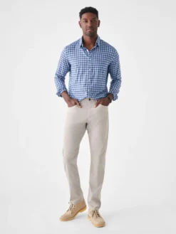 Faherty The Movement™ Shirt: Navy Skies Check -Clothing Store SP23 faherty mens MWS2322 NSC THE MOVEMENT SHIRT NAVY SKIES CHECK front 1 1000x 00496.1679348326