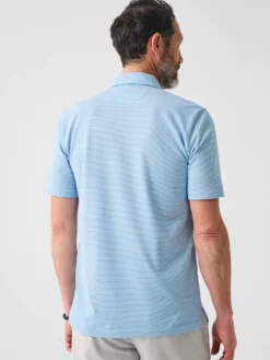 Faherty Movement™ Short-Sleeve Pique Polo: Clean Lake Feeder -Clothing Store SU23 faherty mens MKU2348 CLK ss movement pique polo clean lake feeder back 1 1000x 22581.1683138134