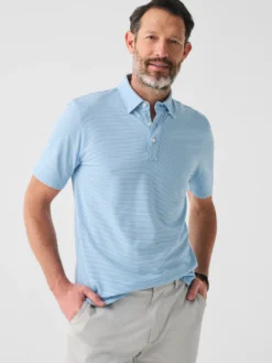 Faherty Movement™ Short-Sleeve Pique Polo: Clean Lake Feeder