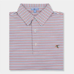 Genteal Sanbar Stripe Performance Polo: Mangrove