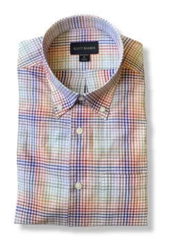 Scott Barber Fine Twill Ombre Tattersall Sport Shirt: Pink