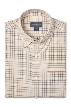 Scott Baber Tattersall Sport Shirt: Khaki