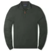 Scott Barber Merino/Cotton 12GG Zip Mock Turtleneck: Forest