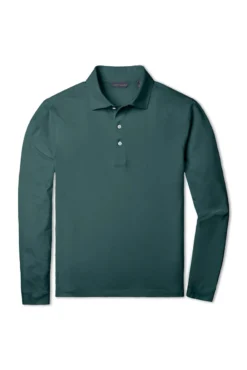 Scott Barber Tech Jersey Long Sleeve Polo: Pine