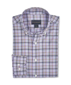 Scott Barber Fine Oxford Plaid Sport Shirt: Lilac