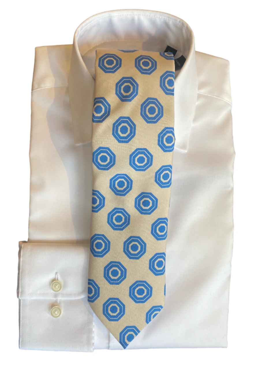 Seaward & Stearn Blue/Cream Geo Print Tie 1 Seaward & Stearn Blue/Cream Geo Print Tie