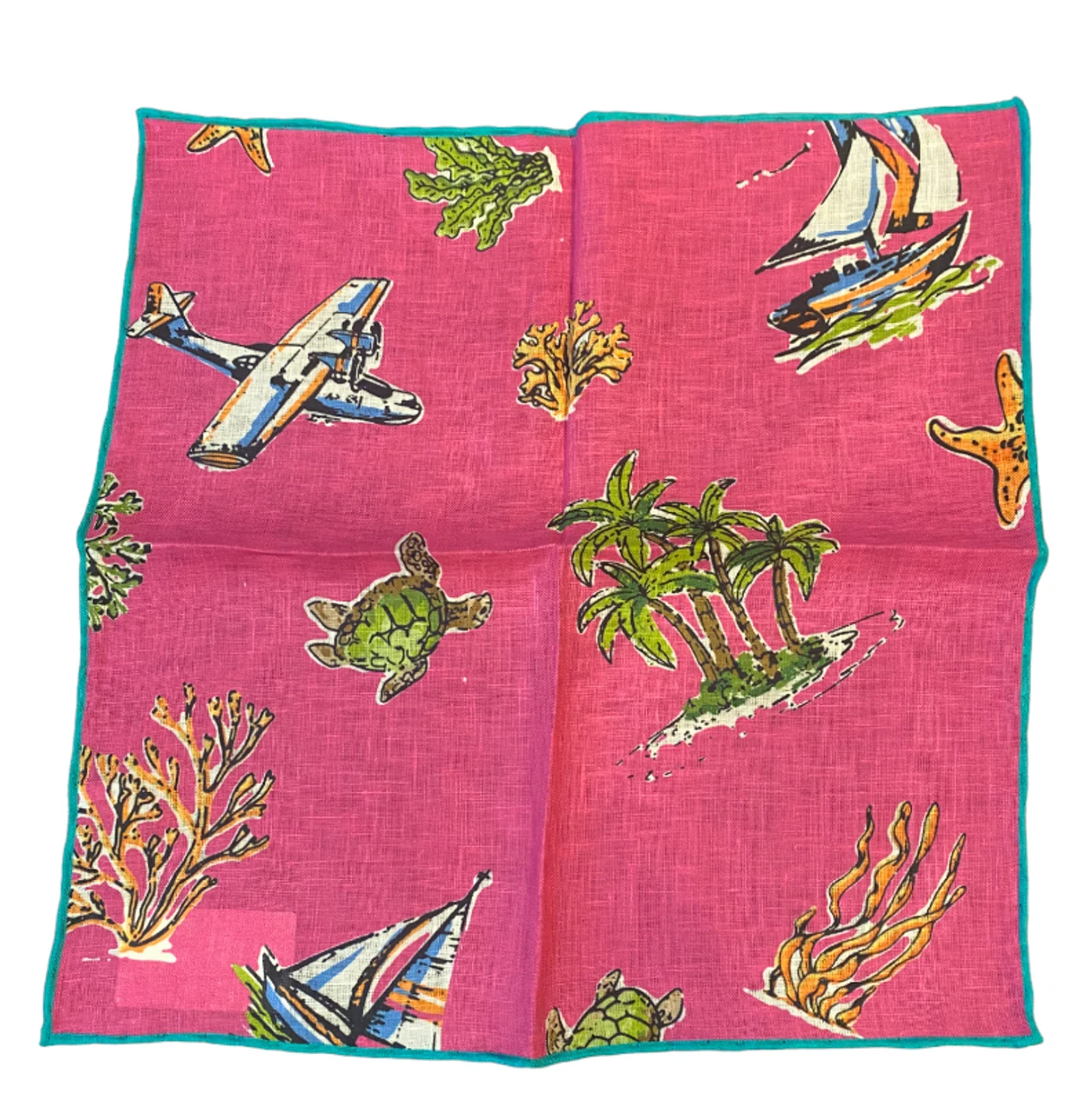 Seaward & Stearn Pink Beach Print Pocket Square 1 Seaward & Stearn Pink Beach Print Pocket Square