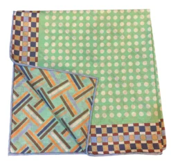 Seaward & Stearn Green Multi Dots Pocket Square