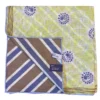 Seaward & Stearn Green Flower W/ Blue Border Pocket Square