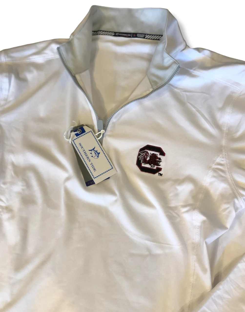 Southern Tide University Of South Carolina Flanker 1/4 Zip Pullover: White 2 Southern Tide University Of South Carolina Flanker 1/4 Zip Pullover: White - Image 2