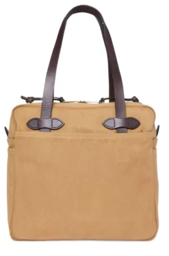 Filson Rugged Twill Tote Bag W/ Zipper: Tan -Clothing Store a3 53322.1674581618