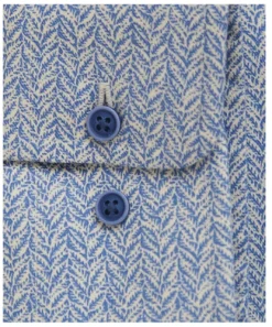 David Donahue Blue Leaf Print Fusion Shirt -Clothing Store b3 19556.1634936146