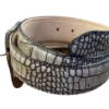 T.B. Phelps Travis Moc Croc Belt: Ivory/Grey Edge