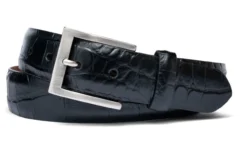 W. Kleinberg Embossed Crocodile Belt: Black