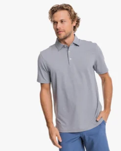 Southern Tide Brrr°®-eeze Heather Performance Polo Shirt: Heather Steel Grey