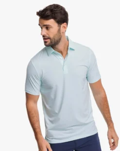 Southern Tide Brrr°®-eeze Millwood Stripe Performance Polo Shirt: Baltic Teal