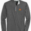 Southern Tide Clemson University Flanker Quarter Zip Pullover: Heather Polarized Grey