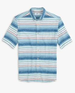 Southern Tide Cooley Stripe Short Sleeve Button Down Sport Shirt: White 6 Southern Tide Cooley Stripe Short Sleeve Button Down Sport Shirt: White -Clothing Store cooley stripe short sleeve button down shirt classic white front 9882 720x 22351.1675794164