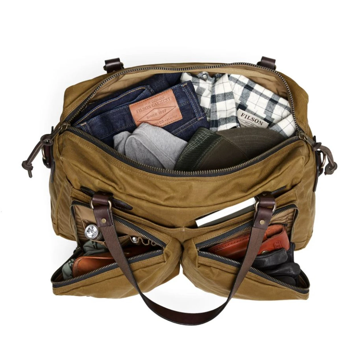 Filson 48 Hour Tin Cloth Duffle Bag: Dark Tan 3 Filson 48 Hour Tin Cloth Duffle Bag: Dark Tan - Image 3