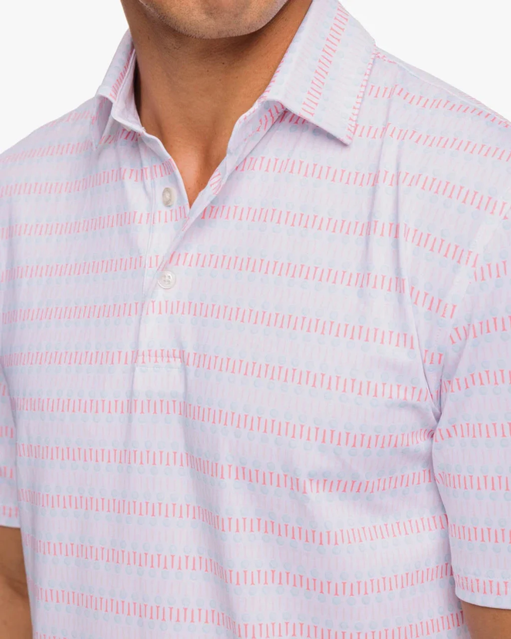 Southern Tide Driver Best Ball Print Performance Polo Shirt: Classic White 2 Southern Tide Driver Best Ball Print Performance Polo Shirt: Classic White - Image 2