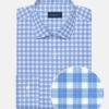 Stantt Wrinkle-Resistant Soft Blue Check Sport Shirt