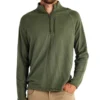 Free Fly Men's Bamboo Heritage Fleece Quarter Zip: Gallatin Green