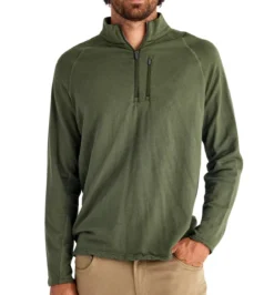 Free Fly Men's Bamboo Heritage Fleece Quarter Zip: Gallatin Green