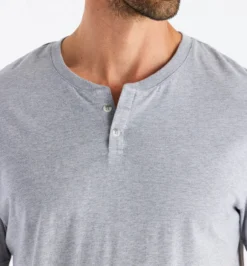 Free Fly Men's Bamboo Heritage Short Sleeve Henley: Light Heather Grey -Clothing Store heritage henley light heather grey men 4 06635.1680115093