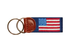 Smathers & Branson American Flag Needlepoint Key Fob - Navy