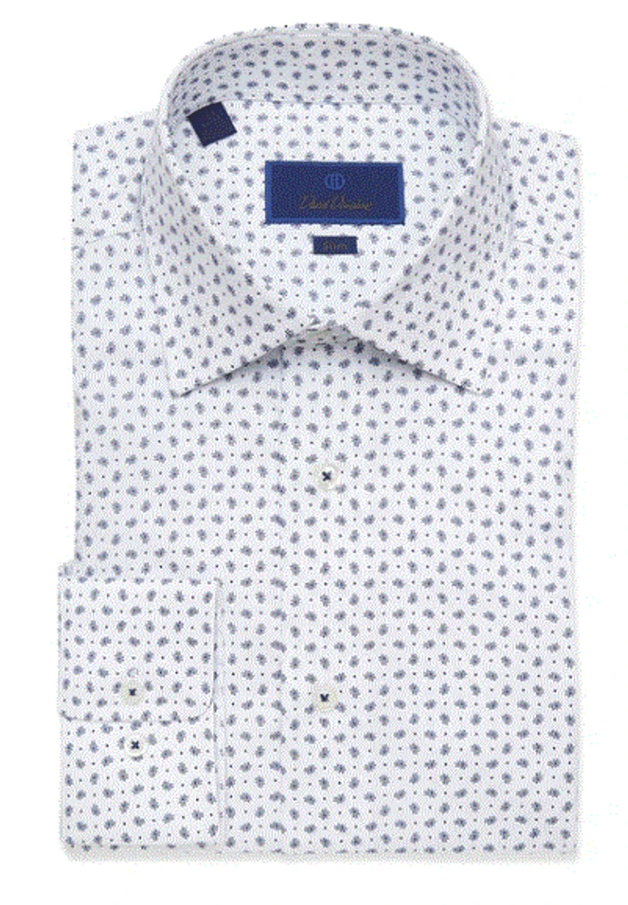 David Donahue Fine Paisley Print Dress Shirt - Navy 1 David Donahue Fine Paisley Print Dress Shirt - Navy