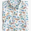 Southern Tide Poolside Print Intercoastal Short Sleeve Button Down Shirt: Classic White