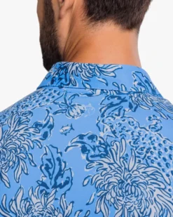 Southern Tide Ryder Croc And Lock It Polo Shirt: Boca Blue -Clothing Store ryder croc and lock it printed polo boca blue yoke 10258 77650.1684510661