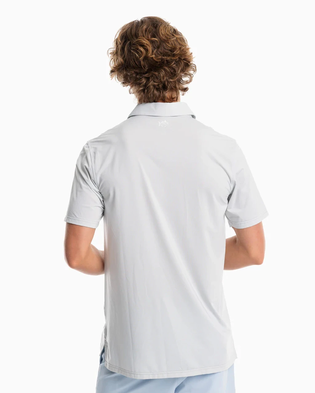 Southern Tide Sawgrass Mini-Striped BRRR°®-EEZE Performance Polo Shirt: Seagull Grey 2 Southern Tide Sawgrass Mini-Striped BRRR°®-EEZE Performance Polo Shirt: Seagull Grey - Image 2