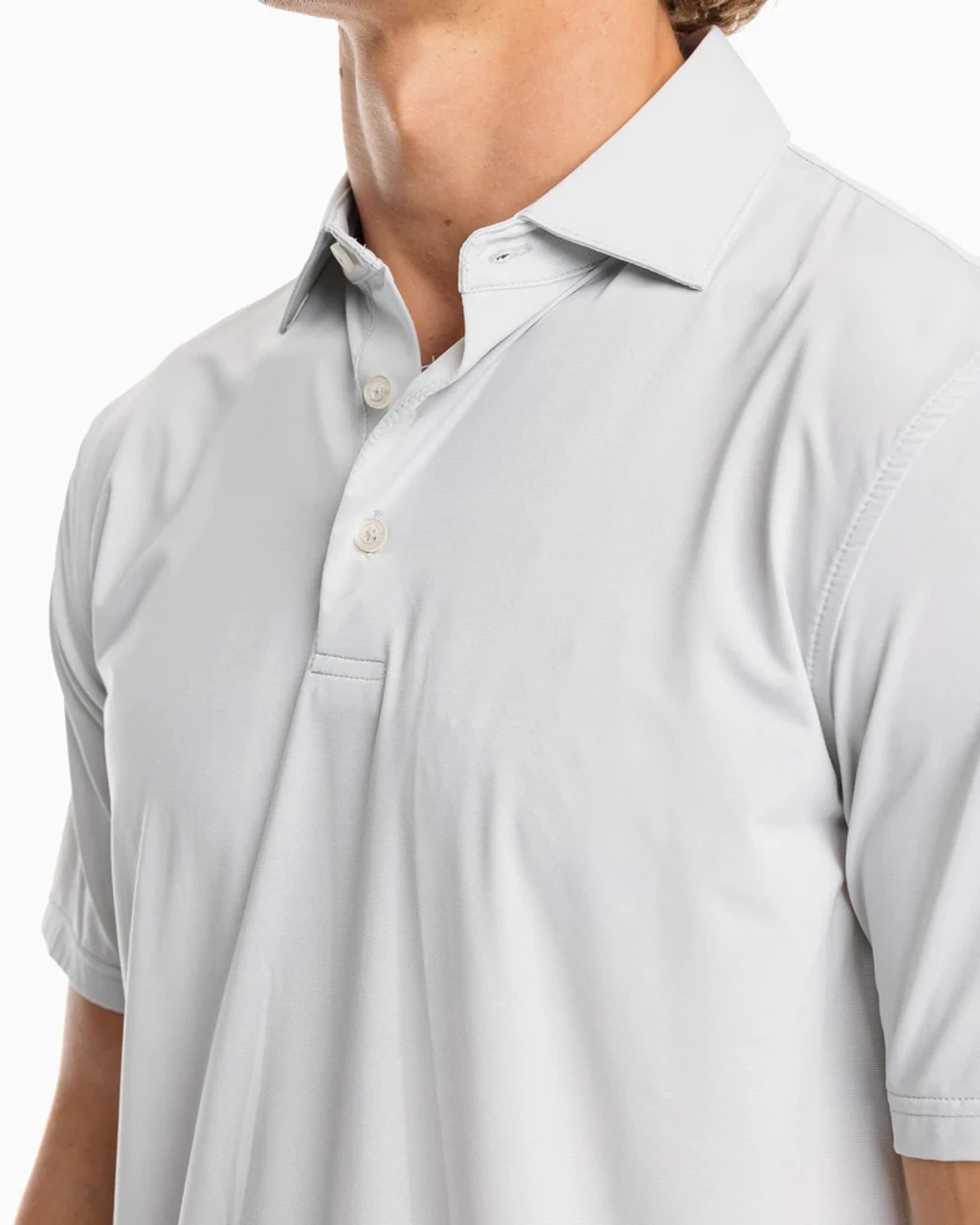 Southern Tide Sawgrass Mini-Striped BRRR°®-EEZE Performance Polo Shirt: Seagull Grey 3 Southern Tide Sawgrass Mini-Striped BRRR°®-EEZE Performance Polo Shirt: Seagull Grey - Image 3