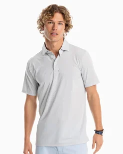 Southern Tide Sawgrass Mini-Striped BRRR°®-EEZE Performance Polo Shirt: Seagull Grey