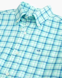 Southern Tide Skipjack Palermo Plaid Long Sleeve Sport Shirt: Baltic Teal -Clothing Store skipjack palermo plaid long sleeve sport shirt baltic teal detail 9842 720x 40797.1675793251