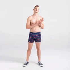 Saxx Droptemp Cooling Cotton Boxer Brief: Pony Bud Stripe - Navy -Clothing Store sxbb44 pbs 2body f fa22 82141.1666902576