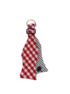 Craig Reagin Bow Tie Key Fob - Red Gingham/Blue Stripe Palmetto